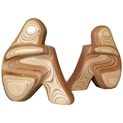 Pre-owned Dansk Mid-century Modern Handcrafted Plywood People Bookends, Usa, 1980 In Brown