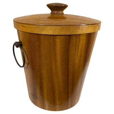 Pre-owned Dansk Mid-century Modern Kmc Barware Teak Wood Ice Bucket Japan In Brown