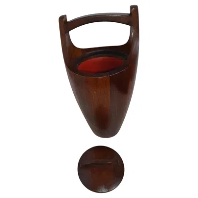 Pre-owned Dansk Mid-century Modern Sculptural Danish Teak Ice Bucket By Jen's Quistgaard In Brown