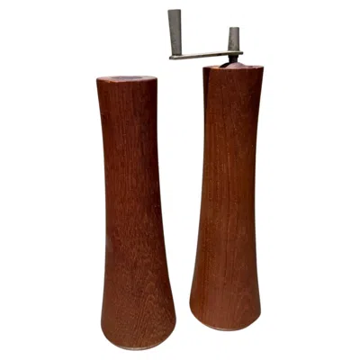 Pre-owned Dansk Mid-century Modern Teakwood Salt And Pepper Shaker Set Laurids Lonborg Denmark In Brown