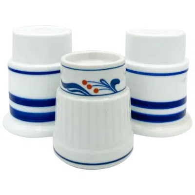 Pre-owned Dansk Mid-century Porcelain Candle Holders By  - Set Of 3 In Gray