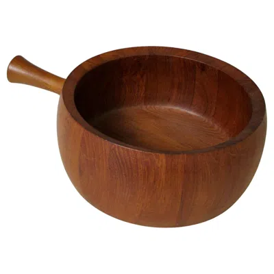 Pre-owned Dansk Nissen Solid Teak Salad Bowl With Handle By Richard Nissen Denmark In Brown