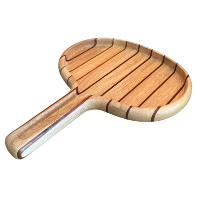Pre-owned Dansk Paddle Shaped Teak Cheese Board With Fitted Handle For Serving Knife In Brown