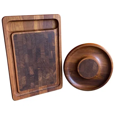 Pre-owned Dansk Pair Of Danish Modern Teak Butcher Block Cutting Boards By Quistgaard For  In Brown