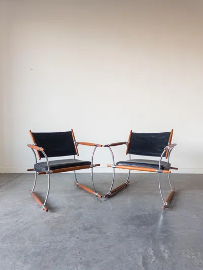 Pre-owned Dansk Pair Of Stokke Lounge Chairs By Jens H. Quistgaard For Nissen Langaa, 1960s In Brown