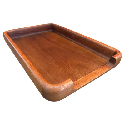 Pre-owned Dansk Post-modern Solid Teak Danish Style Desk Tray "6500" Series By Eldon In Brown