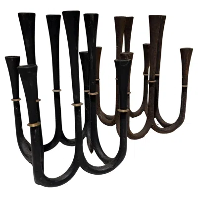 Pre-owned Dansk Rare Jens Quistgaard For  Spider Candelabra Cast Iron Denmark In Black