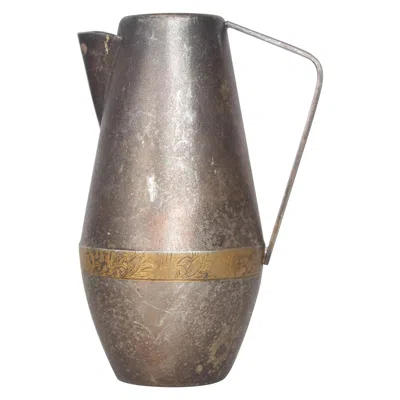 Pre-owned Dansk Russian Siommet Petite Modern Pitcher Creamer Silver Plated With Brass Detail