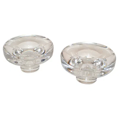 Pre-owned Dansk Scandinavian Modern  International Pair Of Lead Crystal Glass Candle Holder In Gray