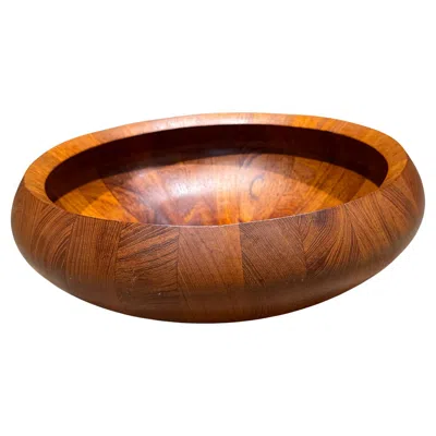 Pre-owned Dansk Scandinavian Modern Large  Staved Teak Salad Bowl Jens Quistgaard In Brown