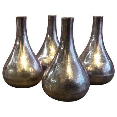 Pre-owned Dansk Set Of Four Tear Drop Candleholders By Jens Quistgaard For  In Silver