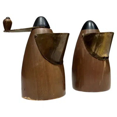 Pre-owned Dansk Set Of Salt & Pepper Grinder From Japan Mid-century Bull Nose In Brown