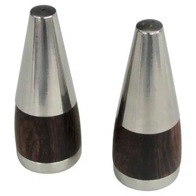 Pre-owned Dansk Stainless Steel On Rosewood Modernist Salt And Pepper Shakers Marked Denmark In Gray