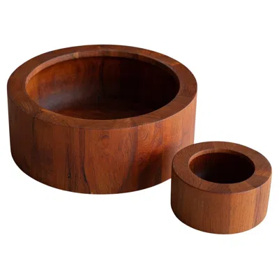 Pre-owned Dansk Teak Salad Serving Bowls By Jens Quistgaard For , Pair In Brown