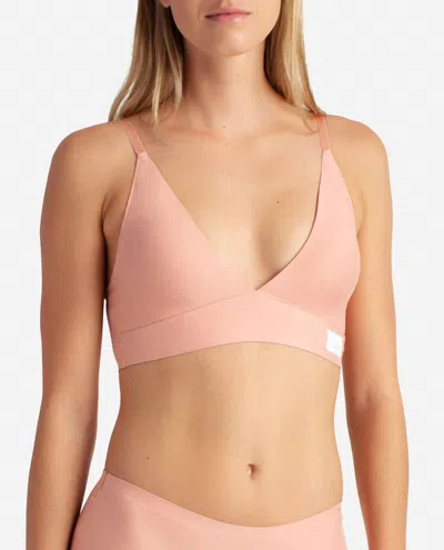 Danskin 2-pack Brushed Micro Laser Lounge Plunge Bra In Ambered Coral/ Espresso In Pink