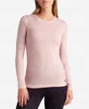 Danskin 2-pack Long Sleeve Hacci Crew Neck Layering Top In Sweet Dew Heather Multicolor In Pink