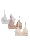 DANSKIN 3-PACK BRUSHED MICROFIBER PLUNGE BRAS