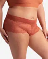 Danskin 3-pack Lace Hipster Boy Leg Underwear With Laser Band In Chutney Multi In Multi