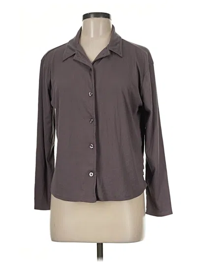 Pre-owned Danskin 3/4 Sleeve Button Down Shirt In Gray