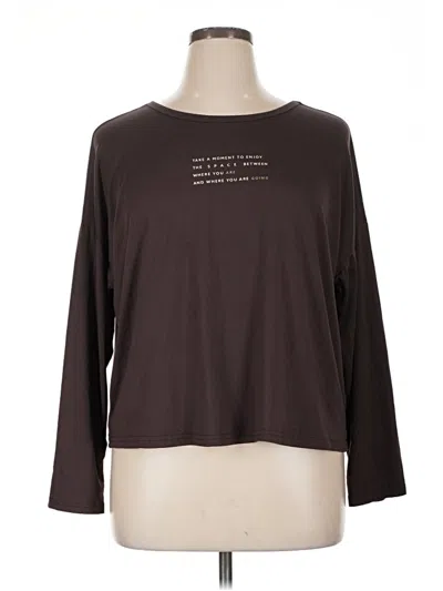 Pre-owned Danskin 3/4 Sleeve T-shirt In Brown