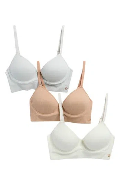 Danskin 3-pack Rib Wireless Bra In Vintage Denim/ Ar/ Sd
