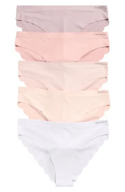 Danskin 5-pack Brushed Microfiber Tangas In Multi