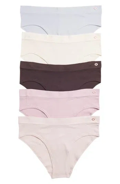 Danskin 5-pack Diagonal Rib Bikini Briefs In Pink/neutral Multi