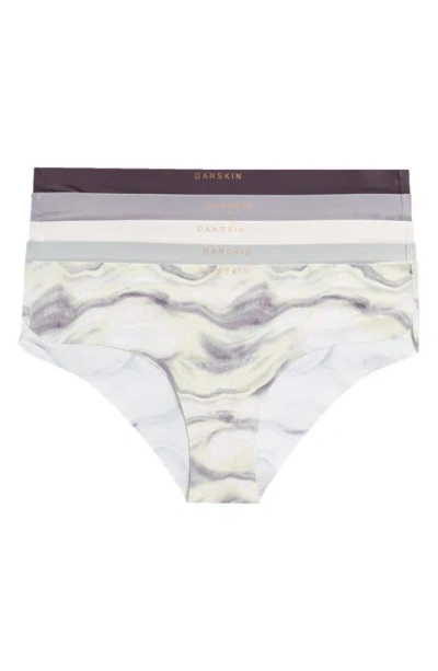 Danskin 5-pack Dolphin Hem Hipster Panties In Brown/lilac/ivory/grey/print