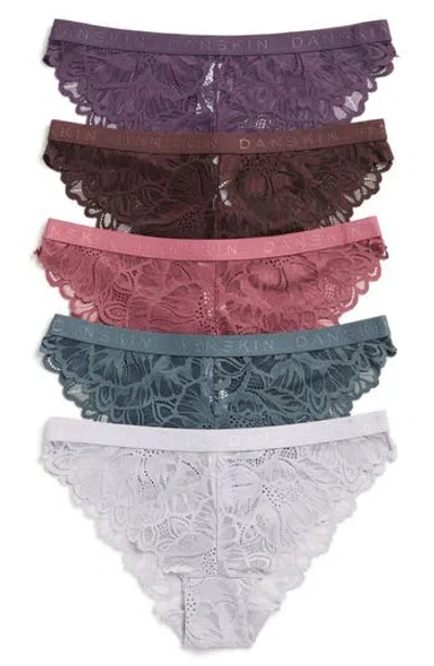 Danskin 5-pack Lace Cheeky Bikinis In Multi