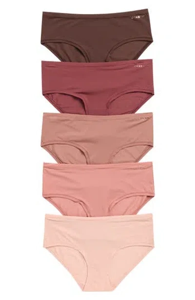 Danskin 5-pack Lightweight Nylon Blend Hipster Panties In Multi