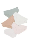 Danskin 5-pack Assorted Hipsters In Pale Emerald Multi