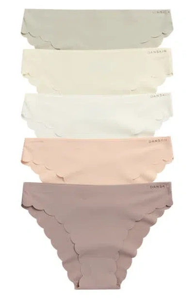 Danskin 5-pack Scallop Edge Microfiber Panties In Multi