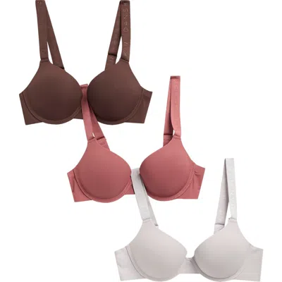Danskin Assorted 3-pack Rib Microfiber Bras In Multi