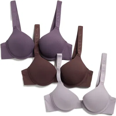 Danskin Assorted 3-pack Rib Microfiber Bras In Multi