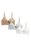 Danskin Assorted 3-pack Variegated Seamless Underwire Bras In Caramel Clove/pearl/sage