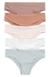 Danskin Assorted 5-pack Bonded Microfiber Tanga Briefs In Multi
