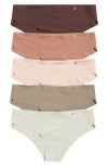 Danskin Assorted 5-pack Laser Cut Dolphin Leg Hipster Briefs In Multi