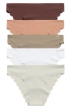 Danskin Assorted 5-pack Laser Cut Scallop Leg Bikini Briefs In Multi