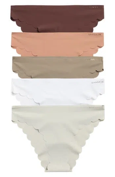 Danskin Assorted 5-pack Laser Cut Scallop Leg Bikini Briefs