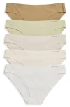 Danskin Assorted 5-pack Ribbed Microfiber Hipster Briefs In Matcha/pearl/oat