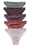Danskin Assorted 5-pack Shiny Cheeky Bikini Briefs In Multi