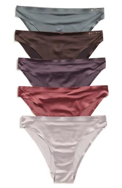 Danskin Assorted 5-pack Shiny Cheeky Bikini Briefs In Multi