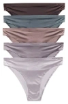 Danskin Assorted 5-pack Shiny Cheeky Bikini Briefs In Multi