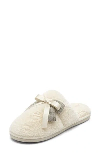 Danskin Butterfly Faux Fur Scuff Slipper In Ivory