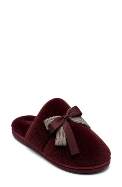 Danskin Butterfly Faux Fur Scuff Slipper In Oxblood