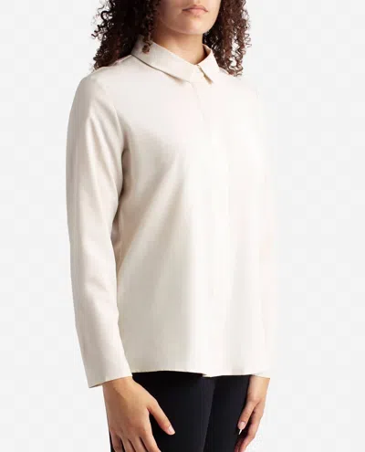 Danskin Button Up Top In Birch In White