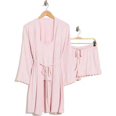 Danskin Camisole Short Pajamas & Robe Set In Pink