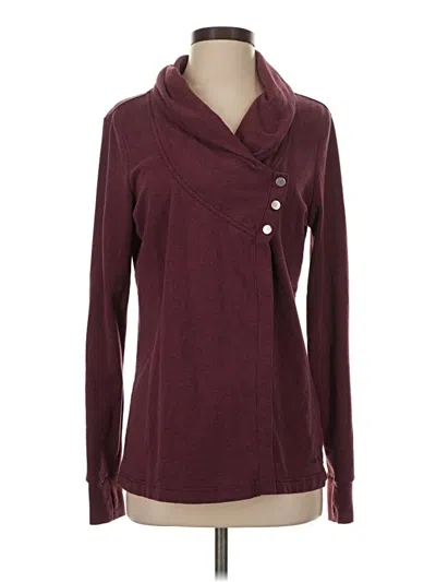 Pre-owned Danskin Cardigan Sweater In Burgundy