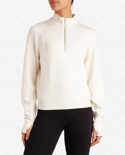 Danskin Cityscape Half Zip Sweatshirt In Birch In White