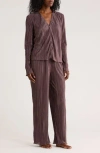 Danskin Collarted Top Pajamas In Brown